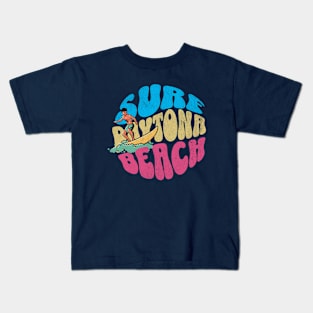 Surf Daytona Beach Florida Vintage Surfboard Surfing Kids T-Shirt